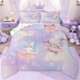 thumbnail image 1 of jejeloiu Rabbit Elephant Fox Queen Comforter Set,Cute Cartoon Animals Bedding Comforter Set For Men Women Reversible 3pcs, 1 of 8