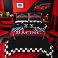 thumbnail image 1 of Catabedysis Race Checkered Print Full Size Comforter Sets For Boys,Initial Lettering H Bedding Comforter Set,Black Reversible,3 Pieces,1 Comforter and 2 Pillowcases, 1 of 7