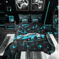 thumbnail image 1 of jejeloiu Racing Car Bedding Comforter Set 7pcs,Extreme Sports Queen Bedding Sets,Blue Geometric Plaid Queen Sheet Sets For Child,Luxury Bedroom Decor Reversible, 1 of 8