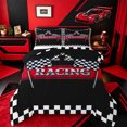 thumbnail image 1 of Catabedysis Racing Flag ABC Print A Full Size Comforter Sets For Boys,Personalized Monogrammed Gifts Bedding Comforter Set,Black Reversible,3-Piece,1 Comforter and 2 Pillowcases, 1 of 7