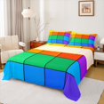 thumbnail image 1 of jejeloiu Rainbow Check Geometric Full Size Sheets,Minimalist Artwork Bed Sheets For Kids 4pcs, 1 of 7