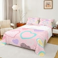 thumbnail image 1 of jejeloiu Rainbow Heart Print Bed Sheets,Fairy Tale Theme King Sheets,Leopard Pattern Love Sheet Set For Girls,Microfiber Bedroom Decor,4pcs, 1 of 7