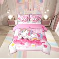 thumbnail image 1 of jejeloiu Rainbow Kawaii Unicorn Twin Bedding Sets 7-Piece,Magic Animal Bedding Comforter Set,Pink Heart Print Sheet Sets For Children,Breathable Home Decor, 1 of 8