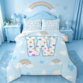 thumbnail image 1 of jejeloiu Rainbow Love Monogrammed W Full Size Comforter Sets For Kids,Colorful Heart Letter Design Bedding Sets For Girls,Colorful Stars Reversible,3-Piece, 1 of 7