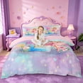 thumbnail image 1 of jejeloiu Rainbow Monogram E Queen Duvet Cover Set For Kids,Magical Flower Cartoon Girls Bedding,Pink Reversible,3-Piece(No Comforter), 1 of 6