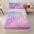thumbnail image 1 of jejeloiu Rainbow Star Pattern Zipper Twin Comforter Sets with Fitted Sheet and 2 Pillowcases Kids,Abstract Galaxy Zipper Bedding Set For Girls,Reversible,4-Piece, 1 of 7
