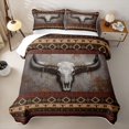 thumbnail image 1 of jejeloiu Red Aztec Bull Skull Western Bed Spread Queen Kids,Rustic Farm Print Queen Coverlet Set,3-Piece, 1 of 7
