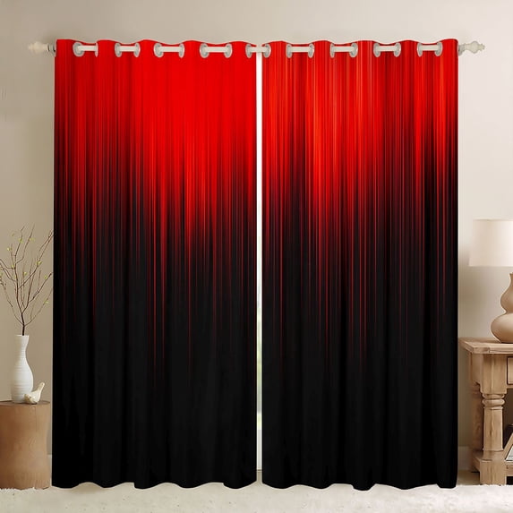 jejeloiu Red Black Gradient Black Out Curtains For Kids,Modern Abstract Geometric Print Curtains Pack of 2 (42x63 Each) For Boy