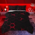 thumbnail image 1 of jejeloiu Red Black Twin Comforter Sets,Abstract Geometric Hexagon Bedding Set For Men Women Reversible 2 Pieces, 1 of 8