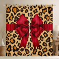 thumbnail image 1 of jejeloiu Red Bow Bowtie Black Out Curtains,Brown Cheetah Pattern Curtains Pack of 2 (42x63 Each) For Men Women, 1 of 6