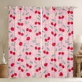 thumbnail image 1 of jejeloiu Red Cherries Cartoon Daisy Green Rustic Leaves Blackout Curtains, Pack of 2 (42x63 Each), Microfiber Children Bedroom Decor, 1 of 5