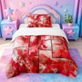 thumbnail image 1 of jejeloiu Red Marble Patchwork Art Twin Comforter Sets Kids,Abstract Print Bedding Set,Reversible,2 Pieces, 1 of 8