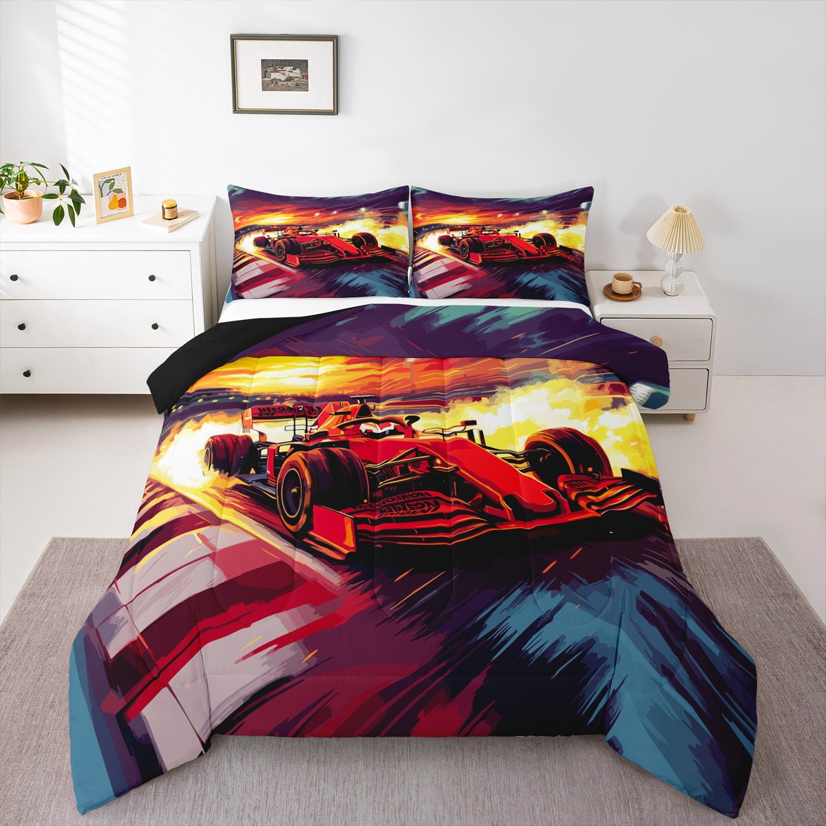Race Car Comforter Twin Piece Microfiber Bedding Race Car