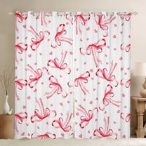 jejeloiu Red Ribbon Bowtie Black Out Curtains,Kawaii Bowknot Bow Curtains Pack of 2 (42x63 Each) For Girls Teens