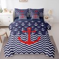 thumbnail image 1 of jejeloiu Red Ship Anchor 7-Piece Bedding Comforter Set,Geometric Waves Stripes King Bedding Sets,Navigation Theme Bed Sheets For Boys,Breathable Home Decor Reversible, 1 of 8