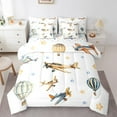 thumbnail image 1 of jejeloiu Retro Airplane Aircraft Bedding Comforter Set 7-Piece,Hot Air Balloon King Bedding Sets,Colorful Stars Print Bed Sheets For Child,Super Cozy Room Decor Reversible, 1 of 8