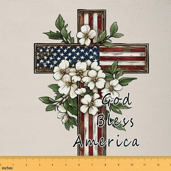 jejeloiu Retro American Flag Fabric(2 Yards),God Bless America,Sewing Men Women Luxury Decor