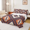 thumbnail image 1 of jejeloiu Retro Aztec Geometric Bed Sheets,Vintage Rhombus Triangle King Sheets,Brown Black Orange Sheet Set For Men Women,Breathable Home Decor,4 Pieces, 1 of 7