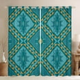 thumbnail image 1 of jejeloiu Retro Aztec Geometric Blackout Curtains Set of 2 (52x84 Each),Vintage Rhombus Triangle Window Curtains,Cyan Orange Curtains and Drapes For Men Women,Breathable Home Decor, 1 of 6
