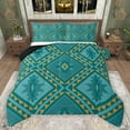 thumbnail image 1 of jejeloiu Retro Aztec Geometric Queen Comforter Set,Vintage Rhombus Triangle Bedding Sets,Cyan Orange Bedding Comforter Set For Men Women,Breathable Home Decor Reversible,3 Pieces, 1 of 8