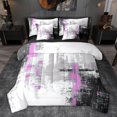 thumbnail image 1 of jejeloiu Retro Batik Geometric 7-Piece Bedding Comforter Set,White Purple Black King Bedding Sets For Girls Teens Reversible, 1 of 8