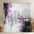 thumbnail image 1 of jejeloiu Retro Batik Geometric Blackout Curtains Set of 2 (52x84 Each),White Purple Black Window Curtains For Girls Teens, 1 of 6