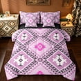 thumbnail image 1 of jejeloiu Retro Boho Aztec 7-Piece Bedding Comforter Set,Rustic Farmhouse Tribal King Bedding Sets,Pink Purple Bed Sheets For Teens,Microfiber Bedroom Decor Reversible, 1 of 8