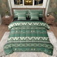 thumbnail image 1 of jejeloiu Retro Boho Aztec 7 Pieces Bedding Comforter Set,Rustic Farmhouse Tribal Full Bedding Set,Green Bohemian Triangle Rhombus Fitted Sheet Flat Sheet For Teens,Microfiber Bedroom Decor Reversible, 1 of 8