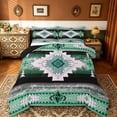 thumbnail image 1 of jejeloiu Retro Boho Aztec Queen Comforter Set,Rustic Farmhouse Tribal Bedding Sets,Green Pink Bohemian Rhombus Bedding Comforter Set For Teens,Microfiber Bedroom Decor Reversible,3 Pieces, 1 of 8