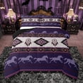 thumbnail image 1 of jejeloiu Retro Boho Aztec Queen Comforter Set,Rustic Farmhouse Tribal Bedding Sets,Purple Horse Silhouette Bedding Comforter Set For Teens,Microfiber Bedroom Decor Reversible,3-Piece, 1 of 8
