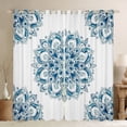 thumbnail image 1 of jejeloiu Retro Boho Flowers Black Out Curtains,Bohemian Medallion Gloral Curtains Pack of 2 (42x63 Each),White Cyan Bedroom Curtains For Girls Kids,Super Cozy Room Decor, 1 of 6