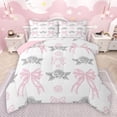 thumbnail image 1 of jejeloiu Retro Bow Ribbon Bedding Comforter Set,Cartoon Flowers Pattern Twin Comforter Sets,White Pink Gray Bedding Set For Girl,Microfiber Bedroom Decor Reversible,2 Pieces, 1 of 8