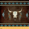 thumbnail image 1 of jejeloiu Retro Bull Skull Fabric by the Yard 10 Yards,Rustic Farmhouse Cabin Room Decor Fabric by the Yard,Brown Beige Teal Sewing Fabric For Teens,Microfiber Bedroom Decor, 1 of 6