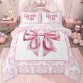 thumbnail image 1 of jejeloiu Retro Damask Baroque Twin Comforter Sets,Pink Bowknot Pattern Bedding Set For Kids Reversible 2pcs, 1 of 8
