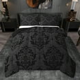 thumbnail image 1 of jejeloiu Retro Damask Flower Full Size Comforter Sets,Bohemian Floral Bedding Comforter Set,Gray Black Jacquard Bedding Sets For Men Women,Breathable Home Decor Reversible,3-Piece, 1 of 8