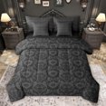 thumbnail image 1 of jejeloiu Retro Damask Print 7-Piece Twin Bedding Sets,Black Bohemian Flowers Bedding Comforter Set For Adults Reversible, 1 of 8