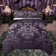 thumbnail image 1 of jejeloiu Retro Damask Print Full Size Comforter Sets,Rustic Dragonfly Bedding Comforter Set,Purple Baroque Flower Bedding Sets For Men Women,Luxury Bedroom Decor Reversible,3-Piece, 1 of 8