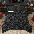 thumbnail image 1 of jejeloiu Retro Damask Print Queen Comforter Set,Gothic Moth Bedding Sets,Gray Baroque Flower Bedding Comforter Set For Men Women,Luxury Bedroom Decor Reversible,3 Pieces, 1 of 8