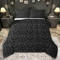 thumbnail image 1 of jejeloiu Retro Damask Print Twin Comforter Sets,Black Bohemian Flowers Bedding Set For Adults Reversible 2 Pieces, 1 of 8