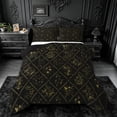 thumbnail image 1 of jejeloiu Retro Floral Queen Comforter Set,Diamond Print Comforter Sets Queen For Adults,Black Gold,Black Reversible,3-Piece,1 Comforter and 2 Pillowcases, 1 of 7