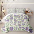 thumbnail image 1 of jejeloiu Retro Floral Twin Quilt Set For Girls,Mid-Century Pattern Twin Coverlet Set,Purple Green Cream,2-Piece, 1 of 7