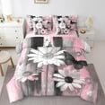 thumbnail image 1 of jejeloiu Retro Flower Daisy Bedding Comforter Set,7-Piece,Pink Splashing Ink King Bedding Sets,Old Barn Door Bed Sheets For Girls,Lightweight Room Decorative Reversible, 1 of 7