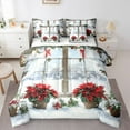 thumbnail image 1 of jejeloiu Retro Flower Floral Bedding Comforter Set 7-Piece,Christmas Snowflake King Bedding Sets,Red Green White Bed Sheets,Luxury Bedroom Decor Reversible, 1 of 8