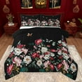 thumbnail image 1 of jejeloiu Retro Flowers Queen Comforter Set,Colorful Floral Blossom Bedding Sets,Rustic Plant Theme Bedding Comforter Set For Girls Teens,Microfiber Bedroom Decor Reversible,3-Piece, 1 of 8