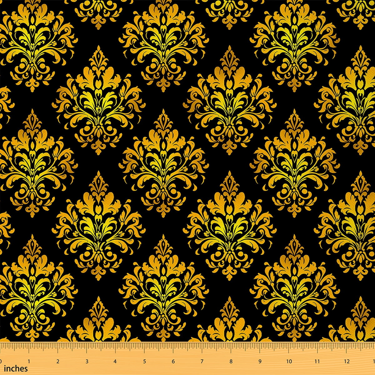 jejeloiu Retro Gothic Flower Fabric by the Yard 5 Yards,Vintage Damask Print Fabric for Sewing,Gold Baroque Floral Home Decor Fabric by the Yard For Men Women,Microfiber Bedroom Decor