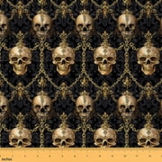 Tissu Coton Sugar Skulls - 1 Yard (36x58 Pouces), Motif Crânes Mexicains, Neuf