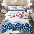 thumbnail image 1 of jejeloiu Retro Japanese Style Queen Comforter Set,Cherry Blossom Bedding Sets,White Blue Red Bedding Comforter Set For Adults,Super Cozy Room Decor,3 Pieces, 1 of 8