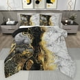 thumbnail image 1 of jejeloiu Retro Marble Texture Queen Comforter Set,Modern Fulid Ink Bedding Sets,Black Gold White Bedding Comforter Set For Men Women,Super Cozy Room Decor Reversible,3-Piece, 1 of 8