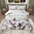 thumbnail image 1 of jejeloiu Retro Plant Flowers Queen Comforter Set,Old Wooden Planks Bedding Comforter Set For Men Women 3pcs, 1 of 8