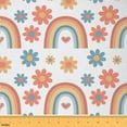 thumbnail image 1 of jejeloiu Retro Rainbow Fabric by the Yard 1 Yard,Cute Flower Floral Home Decor Fabric by the Yard,Orange Teal White Sewing Fabric For Teens,Microfiber Bedroom Decor, 1 of 6